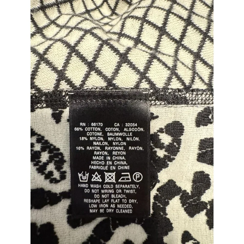 Moth Shawl Cardigan Sweater S Small Black Ivory Stretch Cotton Zip Foldover - Picture 11 of 14